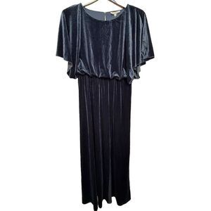 See‎ and Be Seen Deep Blue Velvet Maxi Dress Large Romantic Holiday Party NYE
